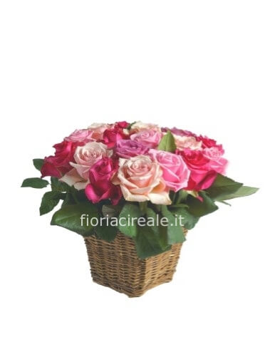Cestino di rose assortite locale