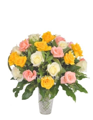 bouquet 12 rose colori assortiti cm.40