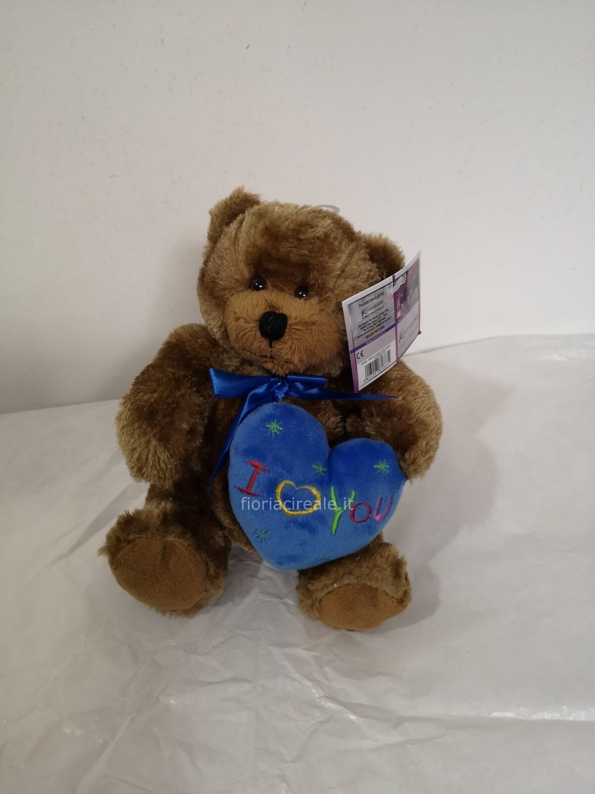 peluche piccolo orsetto con cuore blu